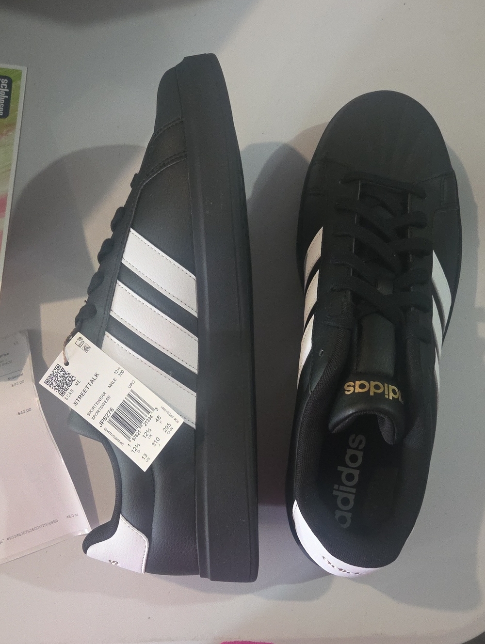 adidas Black Sneakers with White Three-Stripes